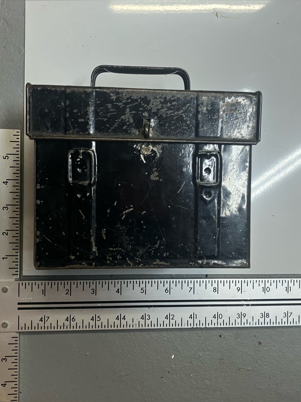Vintage Black Metal Toolbox Lunchbox